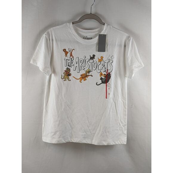 Disney Aristocats Short Sleeve Graphic TShirt XS White Casual Pullover Crew Tee - Picture 1 of 6